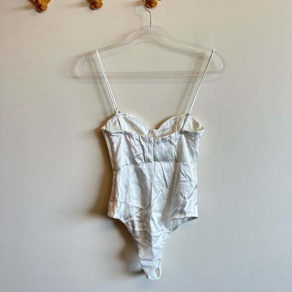 ZARA Satin Effect Bustier Bodysuit White Cream Silky Spaghetti Strap Size XS - Picture 8 of 14